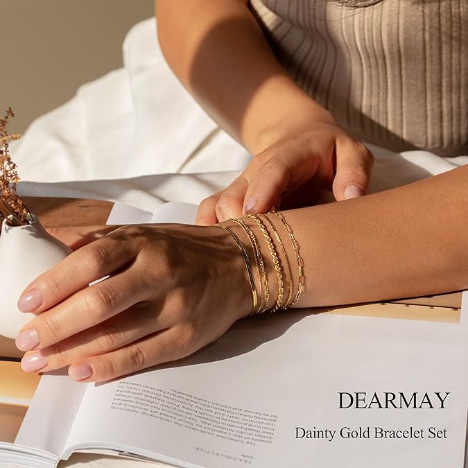 DEARMAY Gold Bracelets for Women Waterproof,