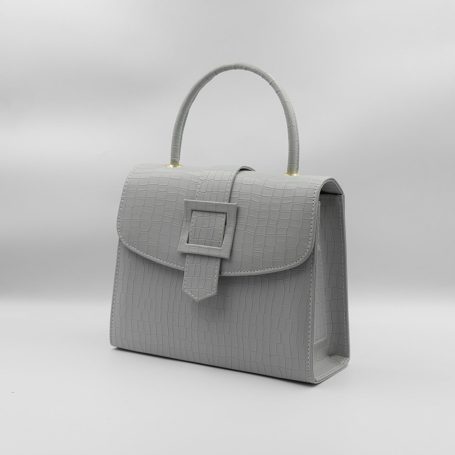 Formal Leather Woman Handbag - Grey