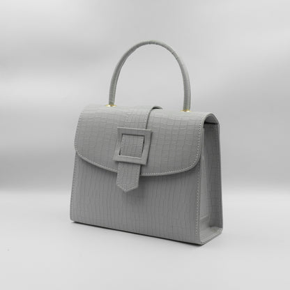 Formal Leather Woman Handbag - Grey